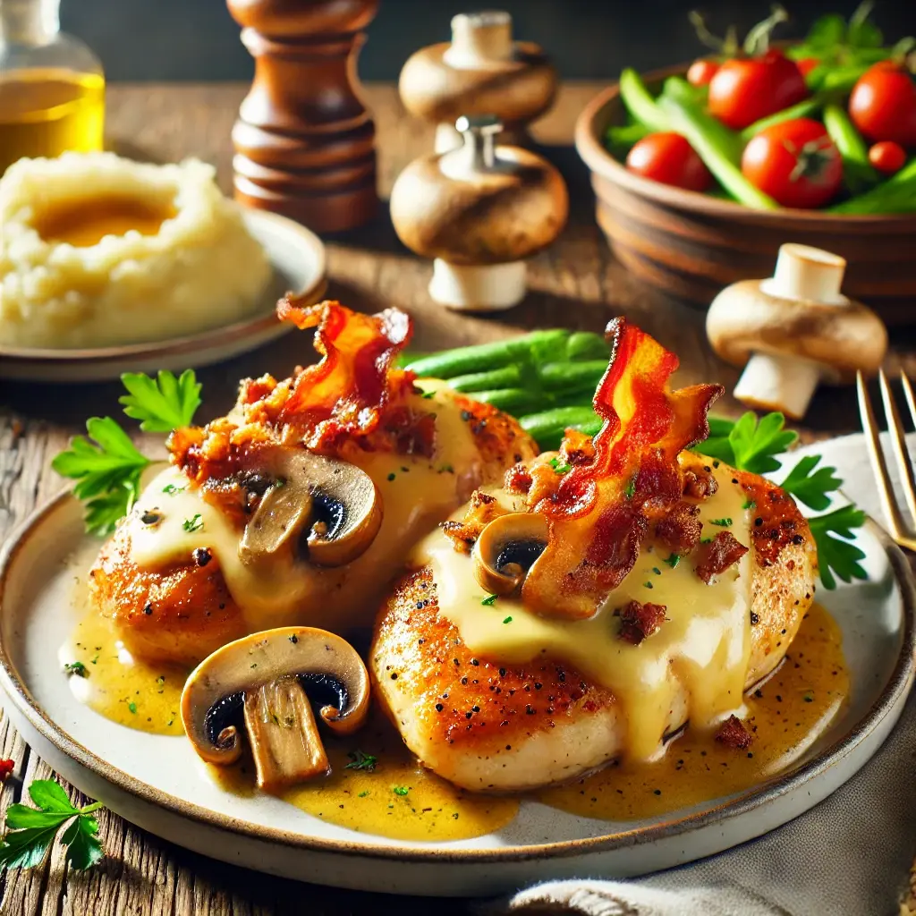 Alice Springs Chicken Recipe - Juicy Chicken with Bacon, Cheese, and Honey Mustard