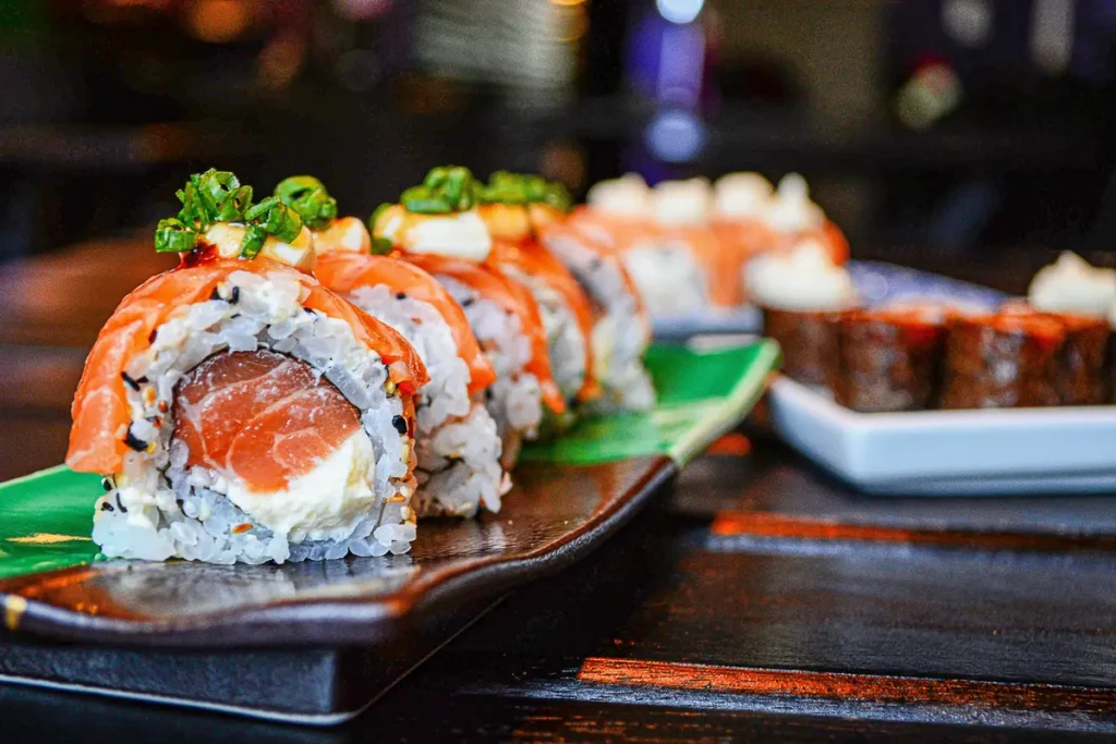 Delicious Salmon-Topped Sushi: A Culinary Masterpiece