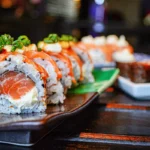 Delicious Salmon-Topped Sushi: A Culinary Masterpiece