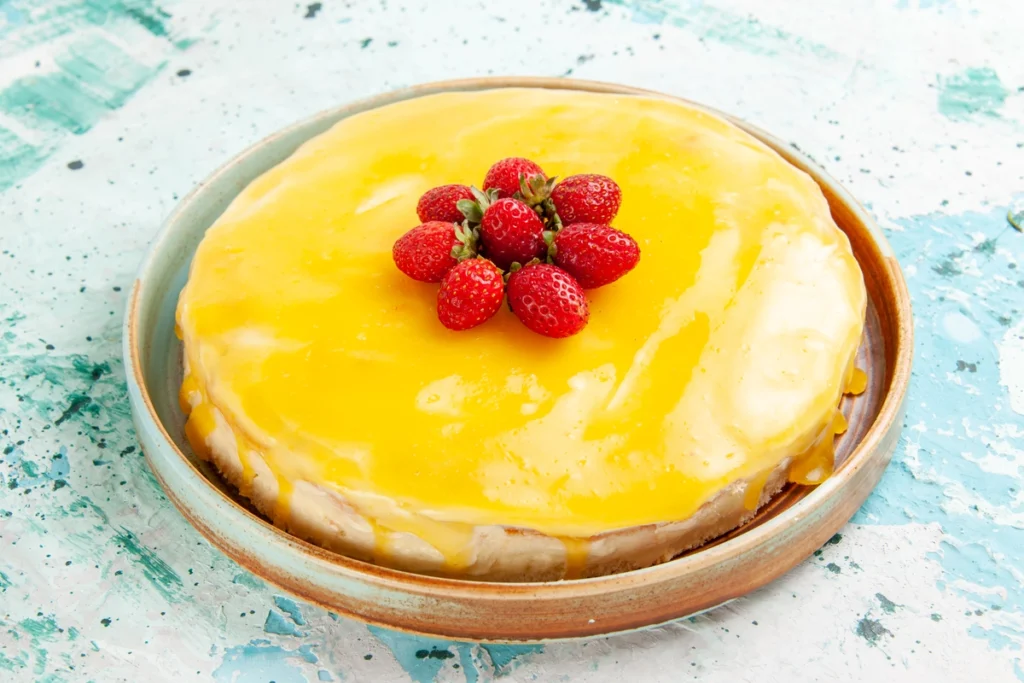 Traditional quesillo flan served with caramel topping, displayed on a rustic table.