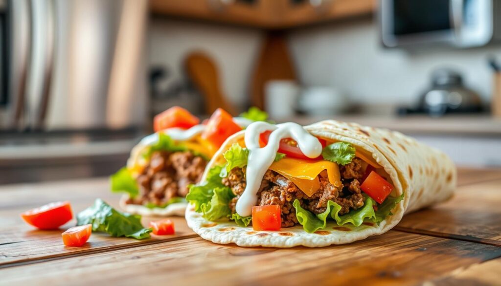 Fast-Food Restaurant News: Taco Bell Crunchwrap Supreme with beef, sour cream, and crispy tostada wrapped in a warm tortilla."