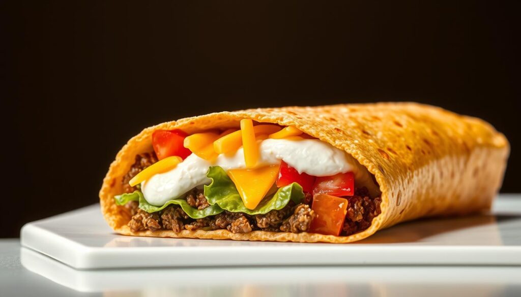 Fast-Food Restaurant News: Taco Bell Crunchwrap Supreme with beef, cheese, and toppings