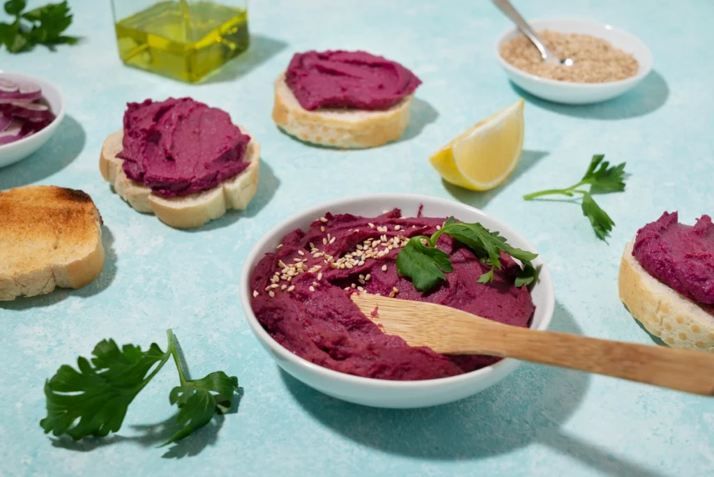 Roasted purple potatoes with garlic and herbs