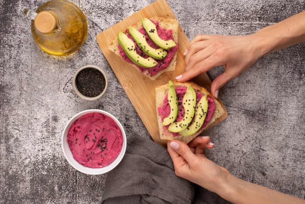 Purple potato salad with fresh herbs and vinaigrette