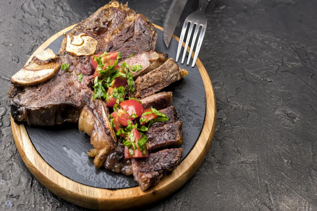 Steak cooking chart displaying internal temperature ranges for achieving different doneness levels, from rare to well-done.