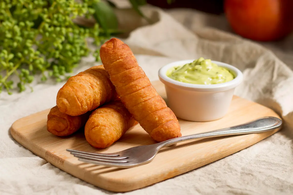 Golden, crispy pastries filled with melted cheese, known as Tequeños, arranged on a plate.